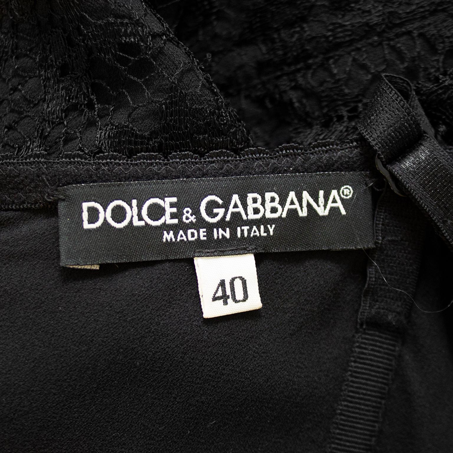 Early 2000s Dolce and Gabbana Black Lace Cocktail Dress For Sale 2