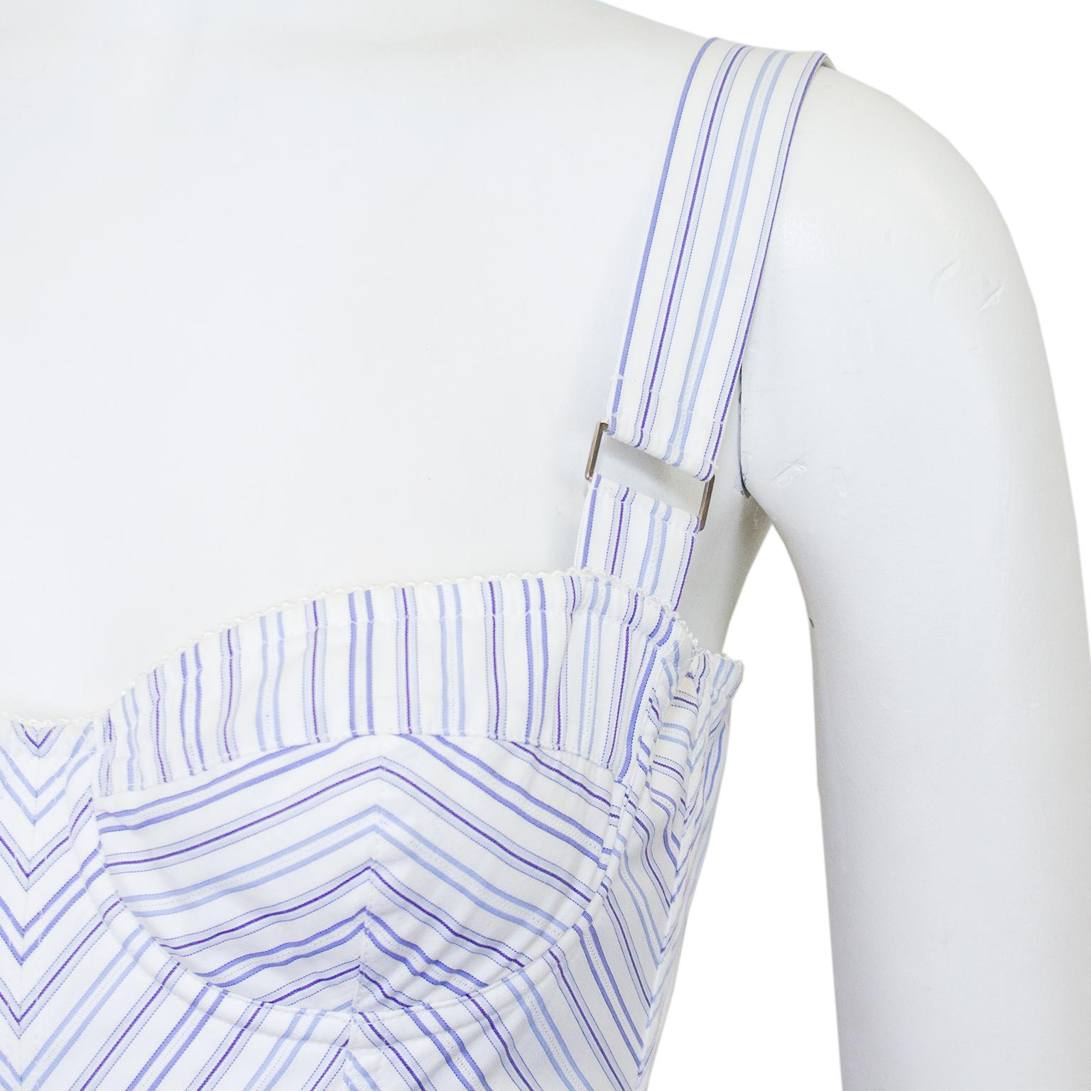 Women's Early 2000s Dolce and Gabbana Chevron Striped Cotton Mini Dress  For Sale