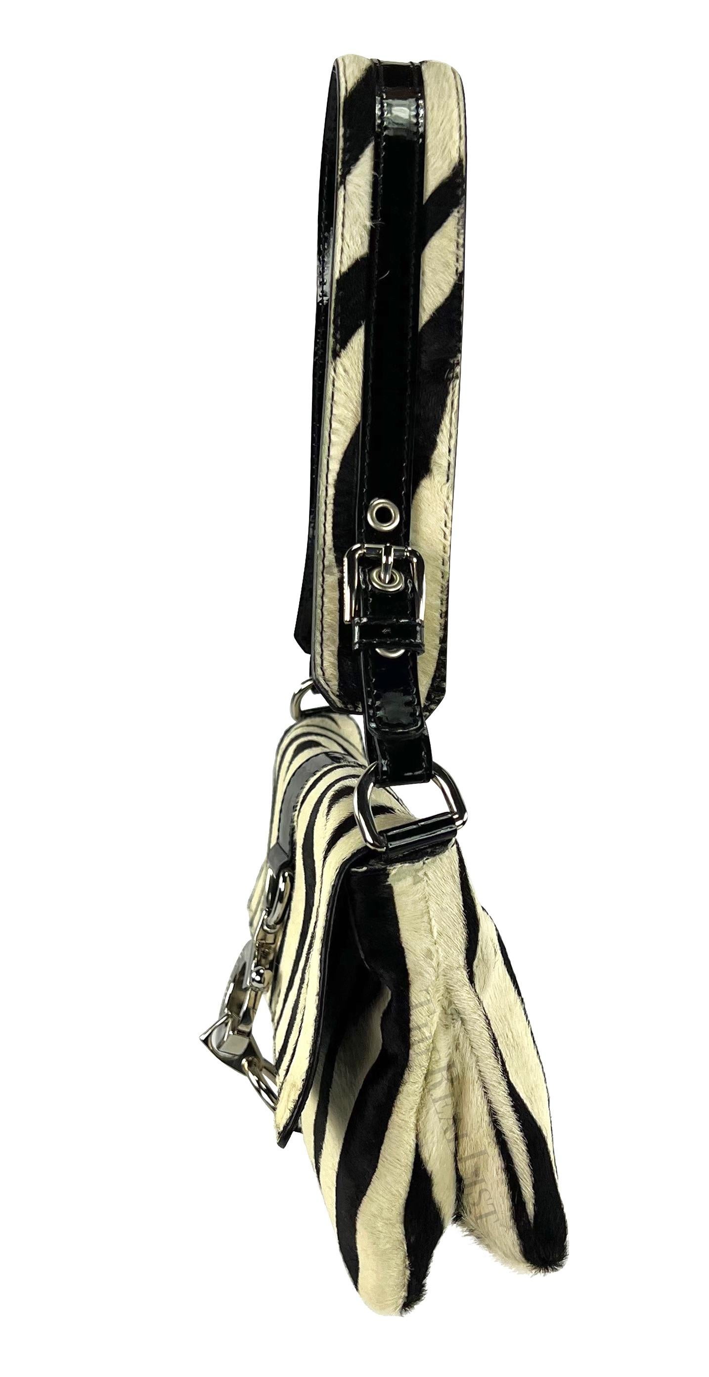 Beige Early 2000s Dolce and Gabbana Zebra Pony Hair Shoulder Bag