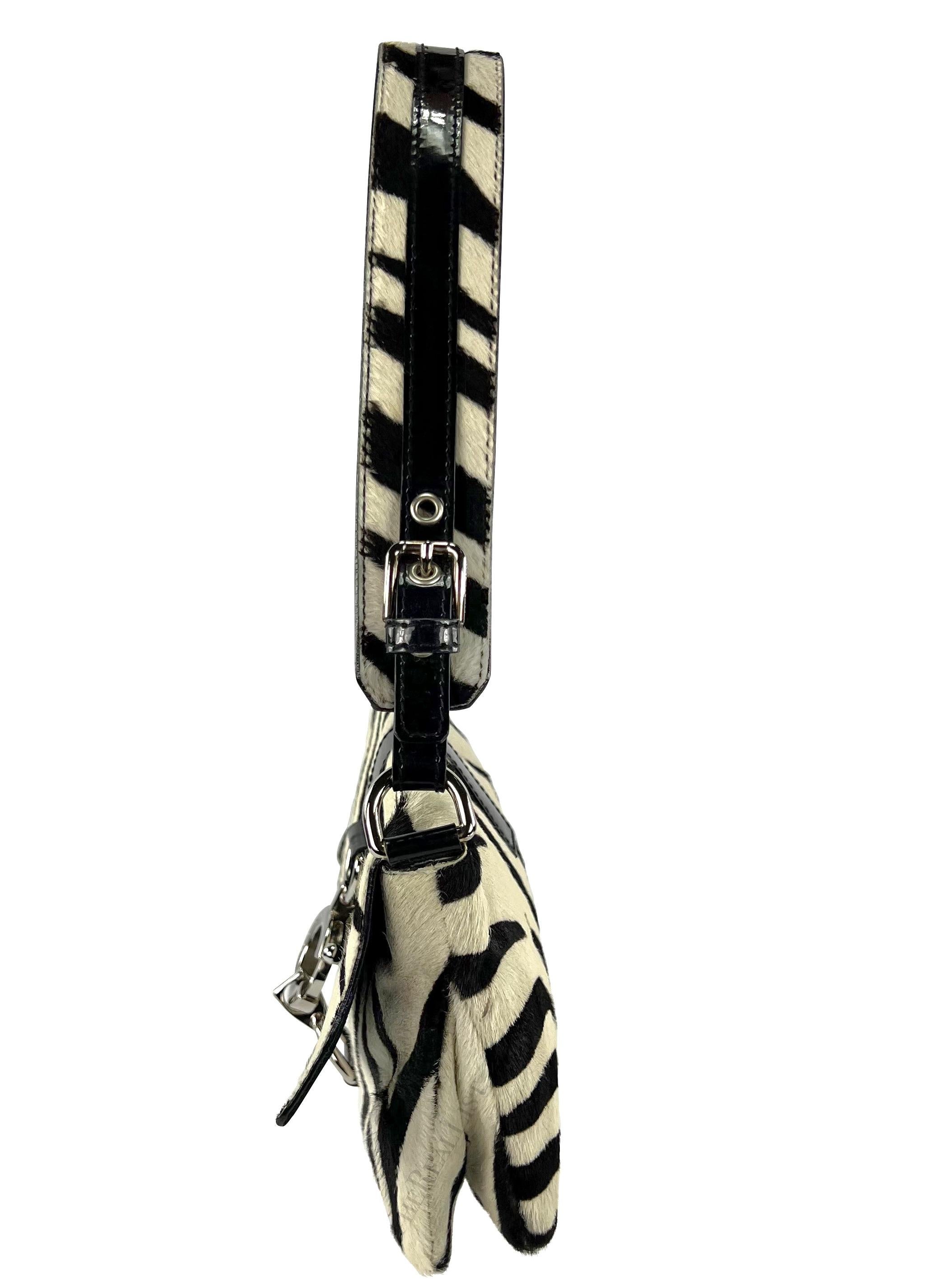 Beige Early 2000s Dolce and Gabbana Zebra Pony Hair Shoulder Bag For Sale