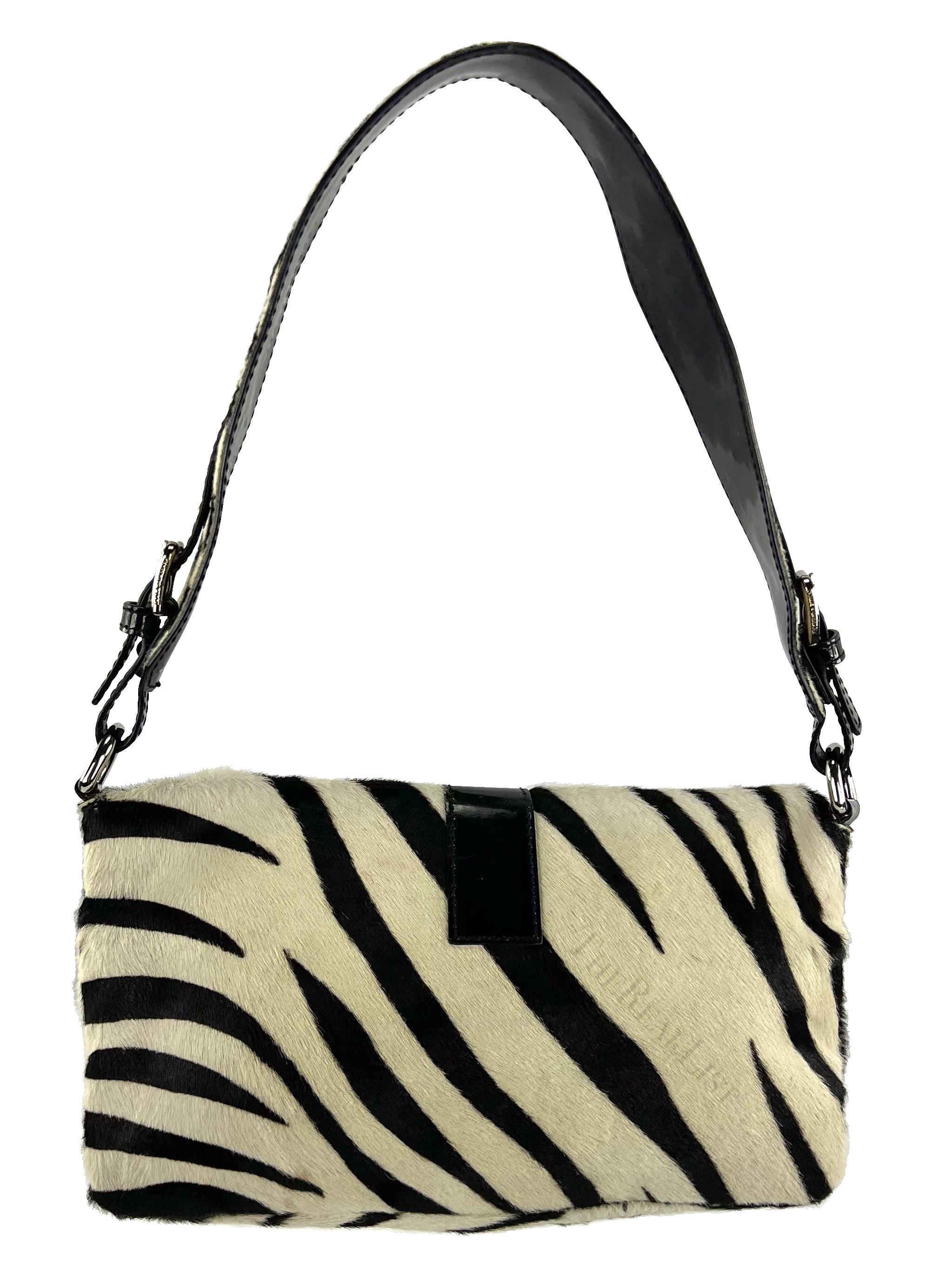 Women's Early 2000s Dolce and Gabbana Zebra Pony Hair Shoulder Bag For Sale