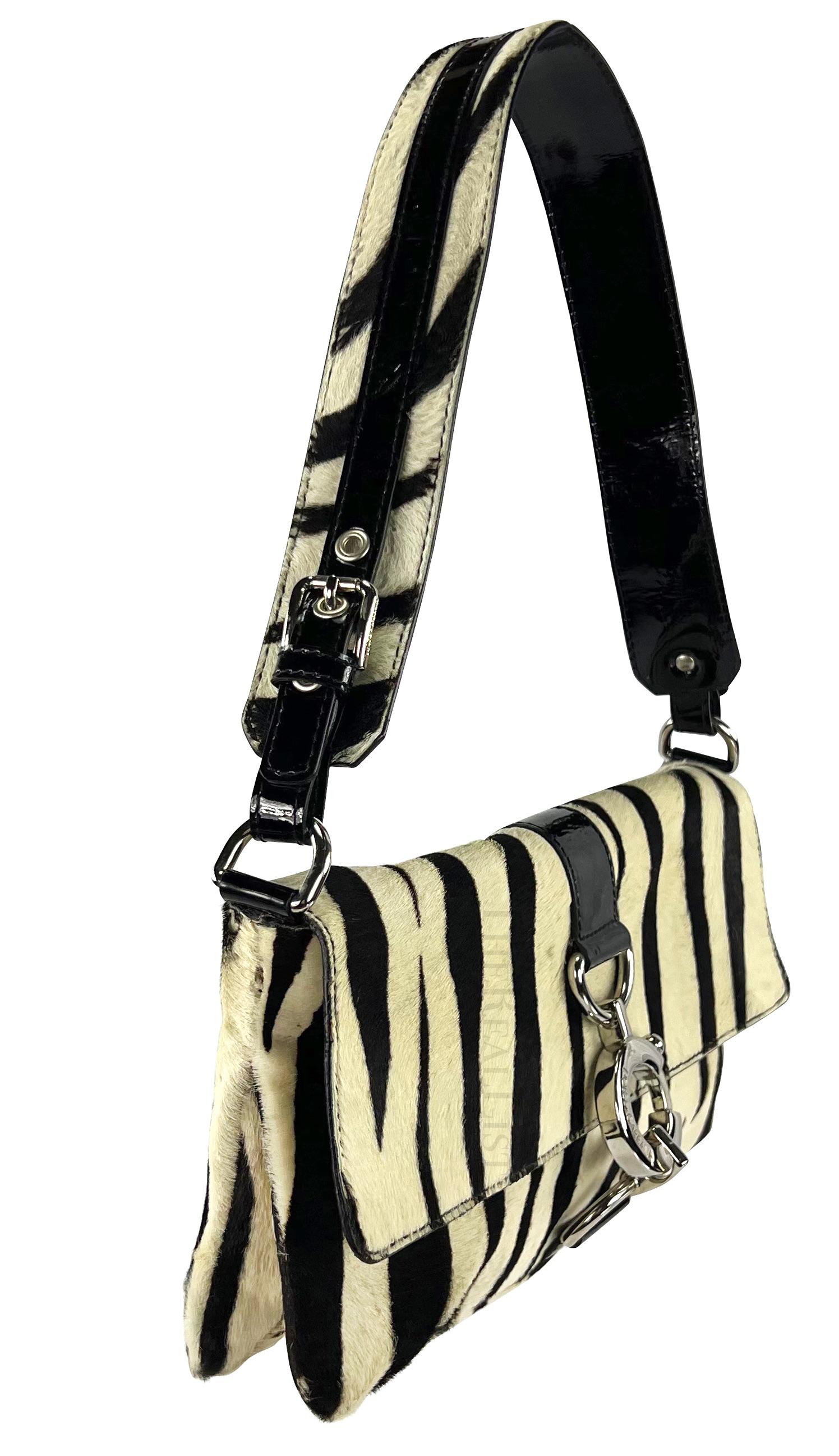 Early 2000s Dolce and Gabbana Zebra Pony Hair Shoulder Bag 1