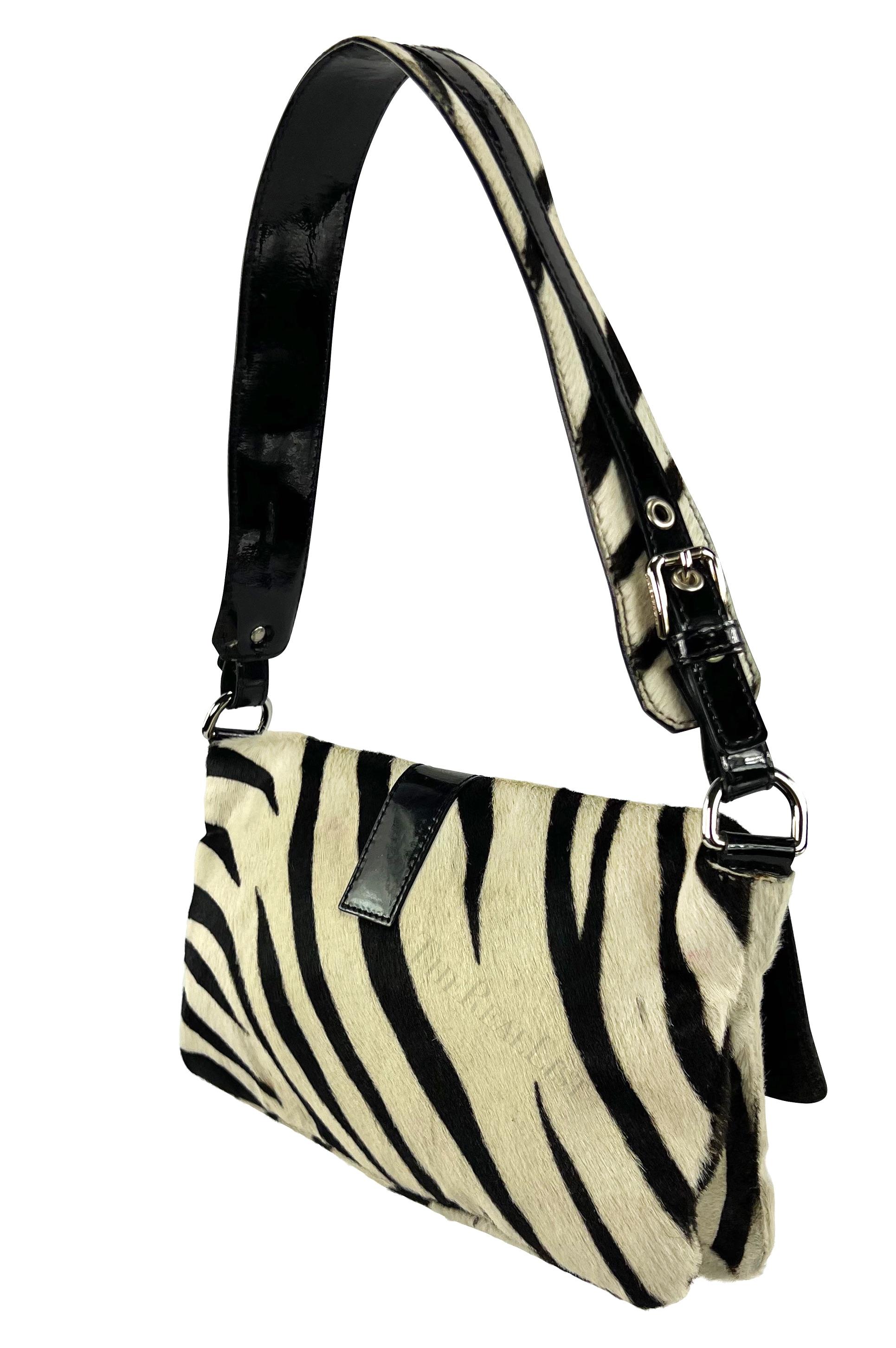 Early 2000s Dolce and Gabbana Zebra Pony Hair Shoulder Bag For Sale 1