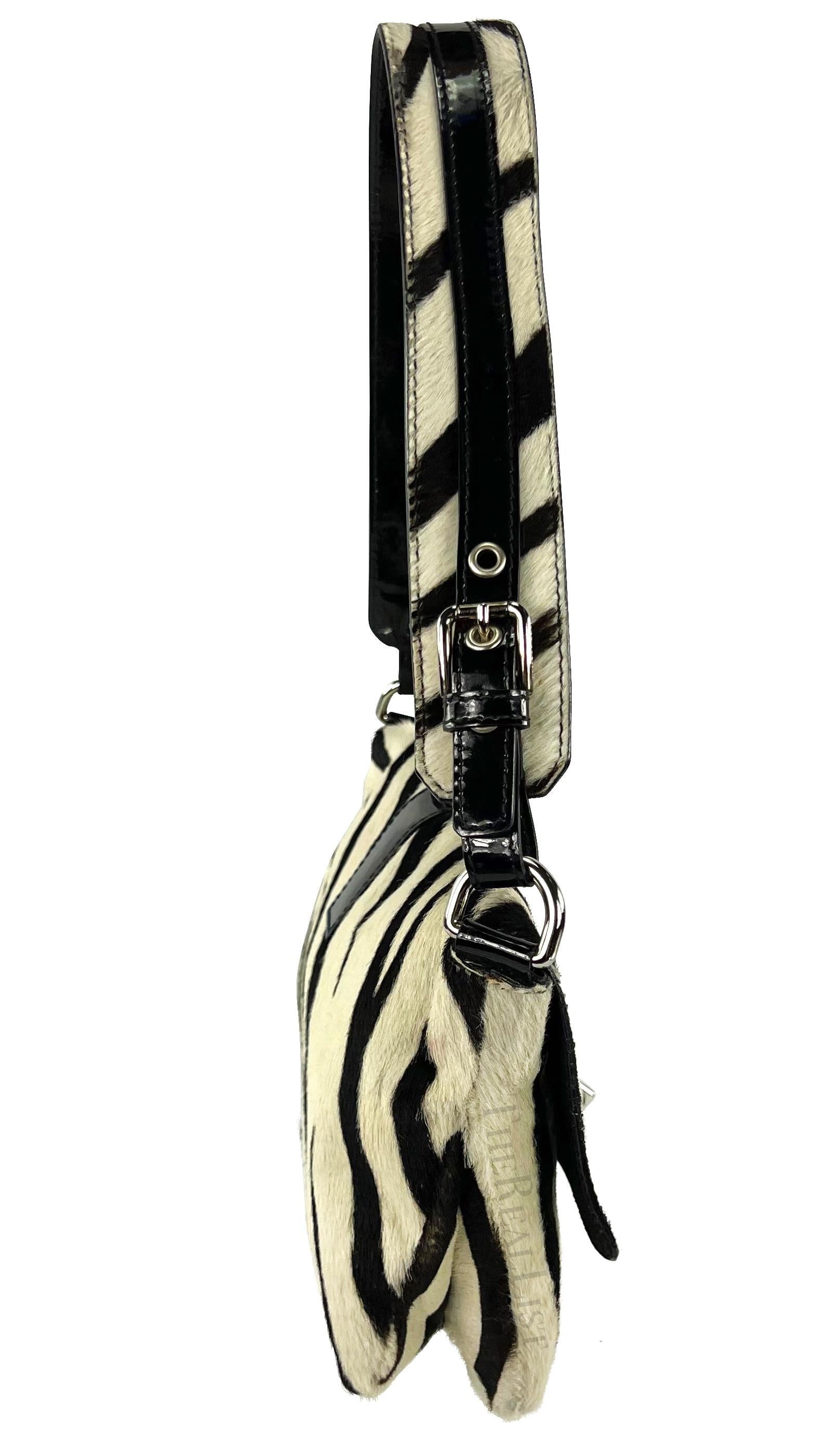 Early 2000s Dolce and Gabbana Zebra Pony Hair Shoulder Bag For Sale 2