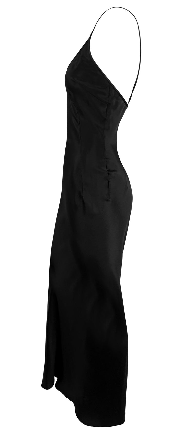 2000s satin dress Early Dolce and Gabbana Black Slip Gown 42IT For Sale at 1stDibs Berylove Women Floral Pink colour:yellow representing an important and Color:OFF WHITE-NUDE