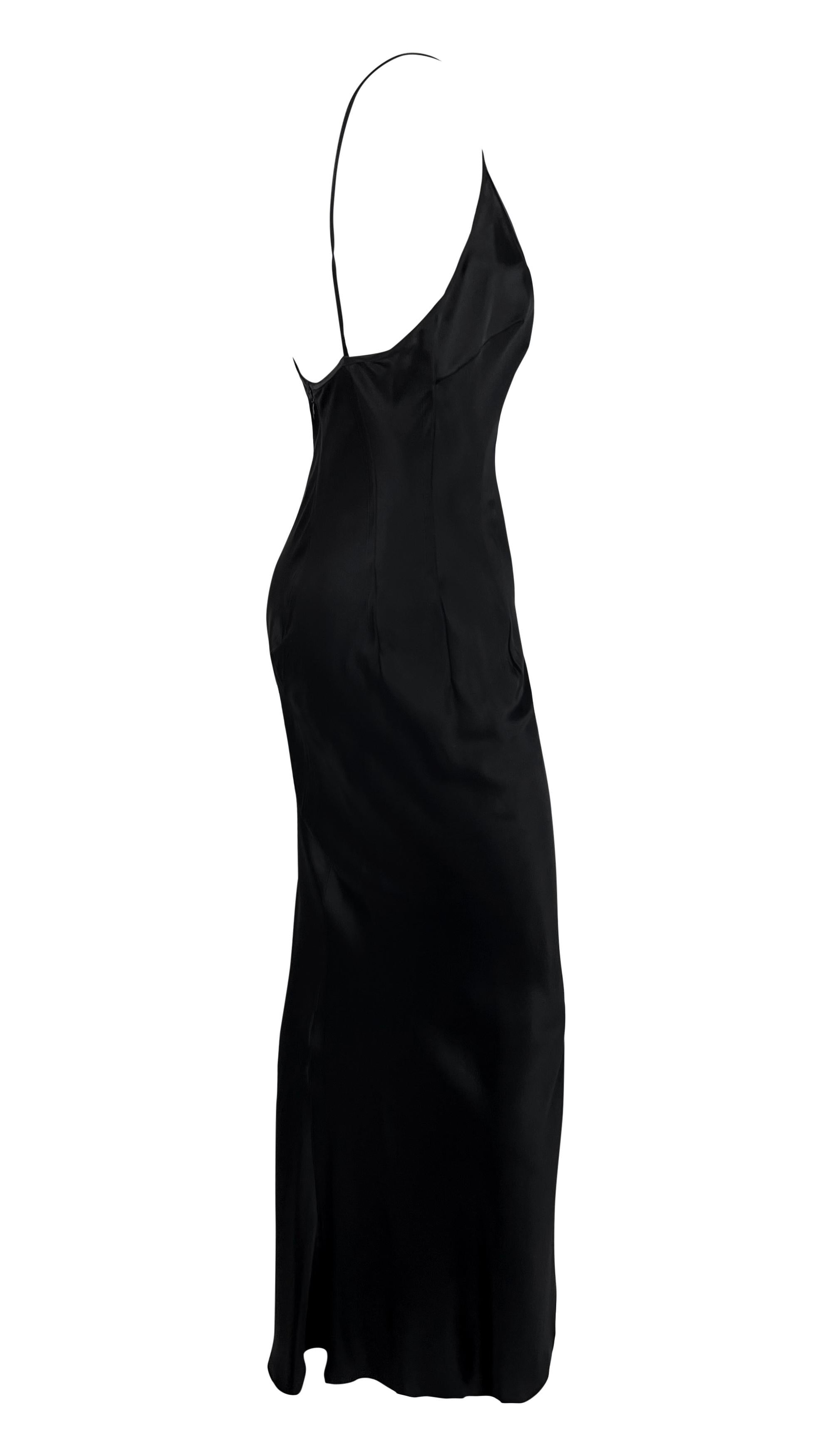 Early 2000s Dolce & Gabbana Black Satin Slip Gown For Sale 2
