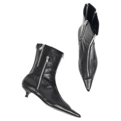 Early 2000s Dolce & Gabbana Multi-Zip Leather Boots – Size 38.5 (Fits 37)