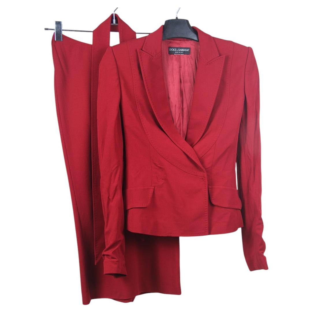 Anfang 2000er Dolce & Gabbana Roter langer Rock Anzug