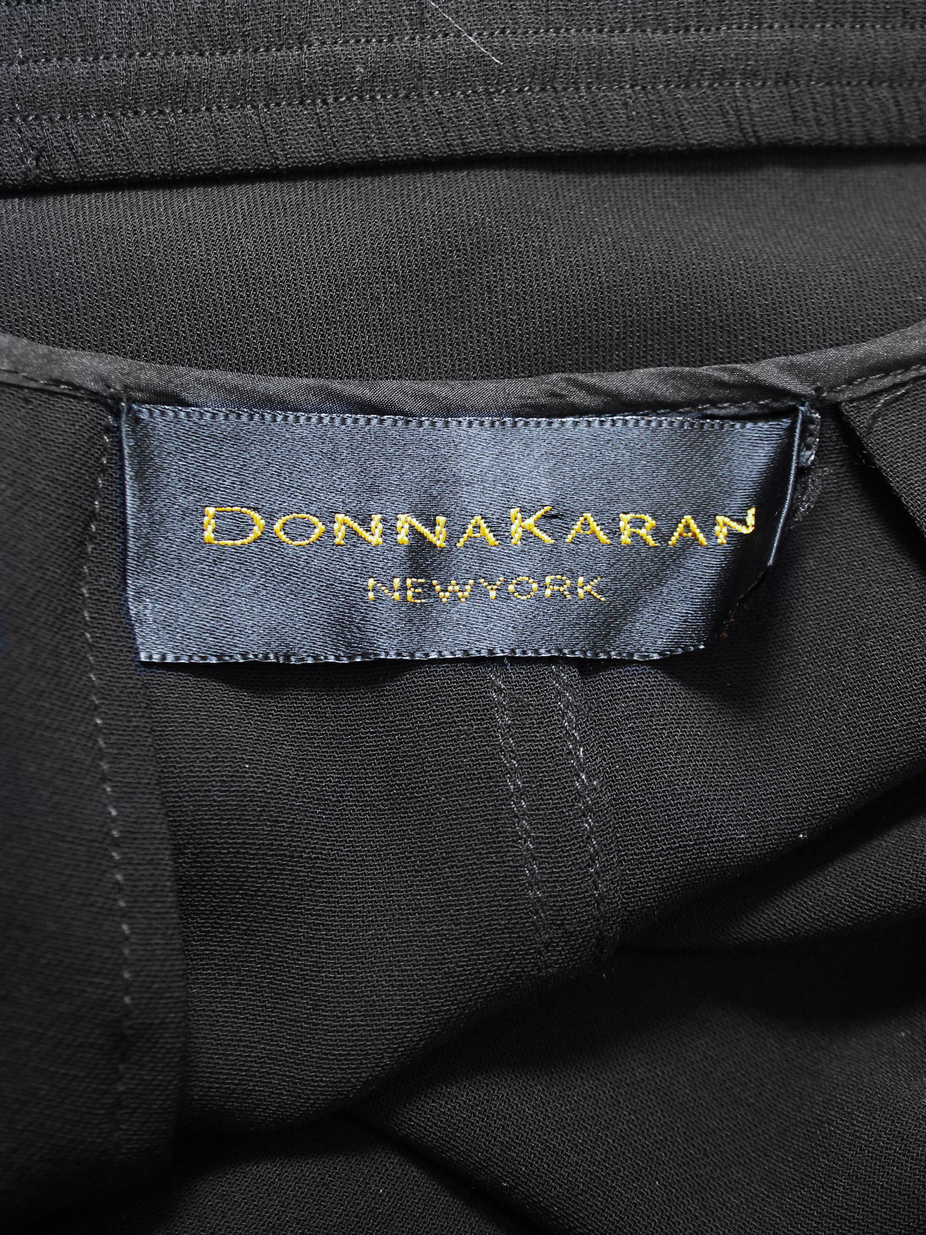 Early 2000's Donna Karan Black Wrap Mini Skirt with Silver Metal Detail For Sale 4