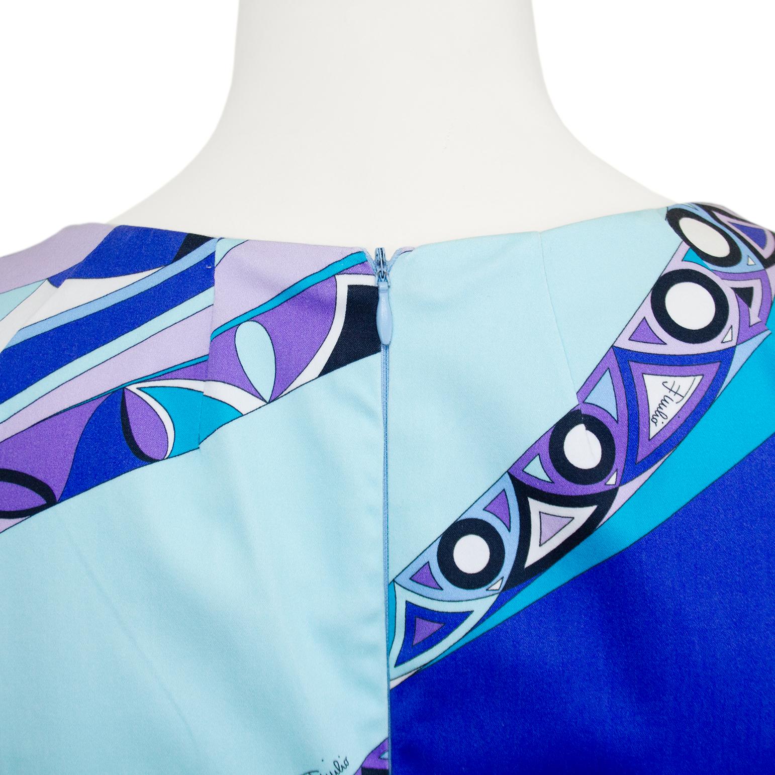 Early 2000s Emilio Pucci Blue and Purple Tone Cotton Dress  For Sale 2