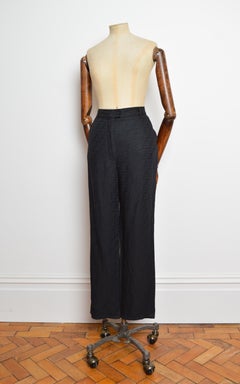 Frühe 2000er FENDI Zucca-Muster Schwarzes Leinen Jacquard FF Hosen - Hosen