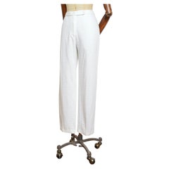Early 2000s FENDI Zucca Pattern White cotton Jacquard FF Trousers