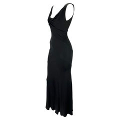 Early 2000s Gianni Versace by Donatella Black Stretch Cowl Neck Panel Gown