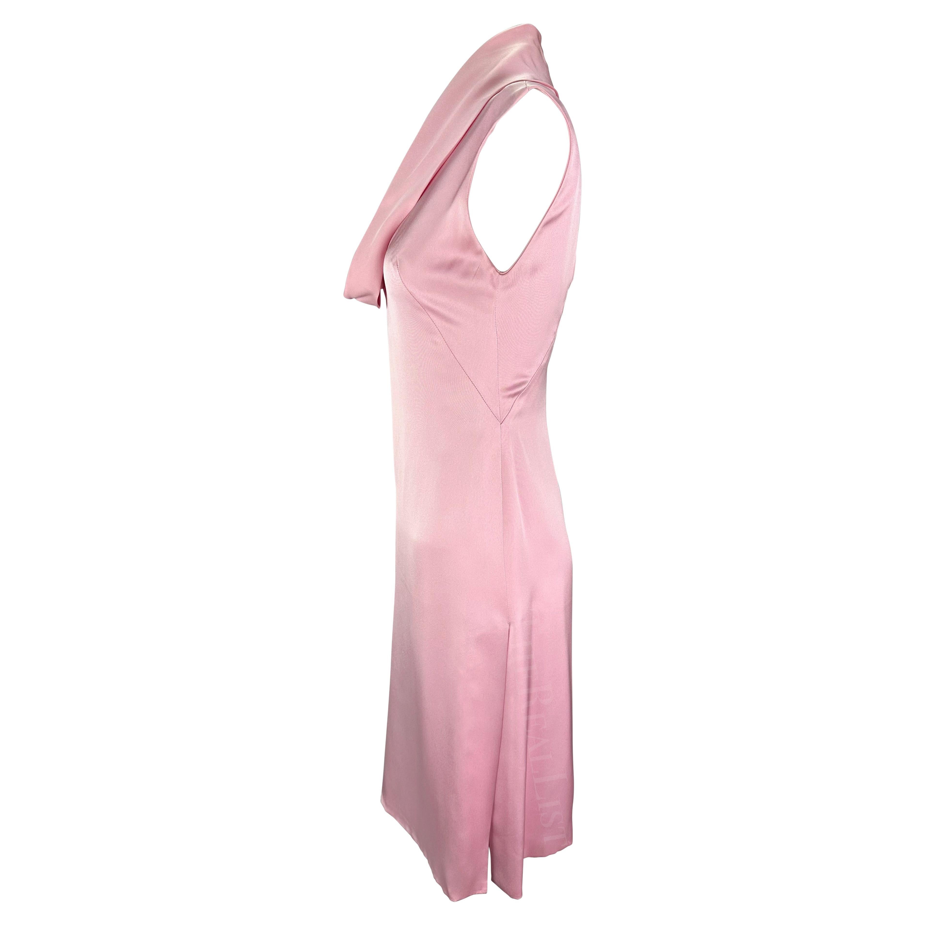 Early 2000s Gianni Versace by Donatella Light Pink Silk Cowl Neck Mini Dress In Excellent Condition For Sale In West Hollywood, CA