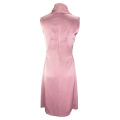 Early 2000s Gianni Versace by Donatella Light Pink Silk Cowl Neck Mini Dress