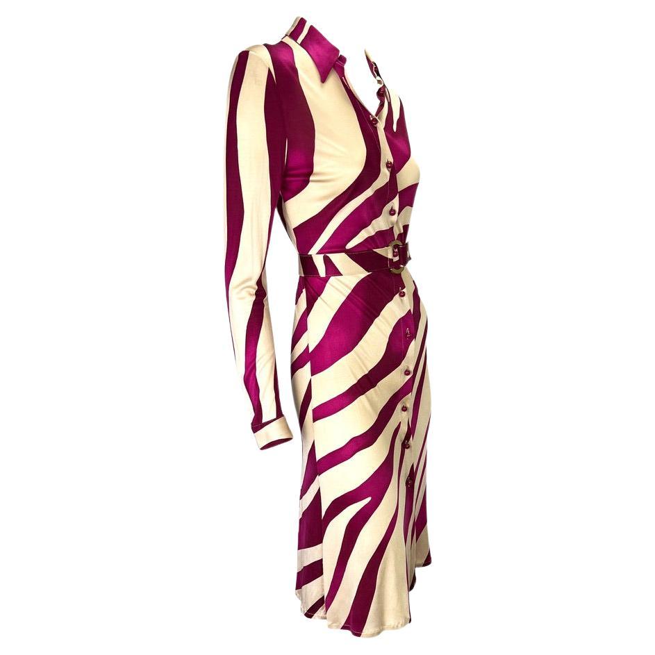 Early 2000s Gianni Versace by Donatella Purple Beige Abstract Collared Dress For Sale 3