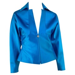 S/S 2001 Gianni Versace Couture by Donatella Blue Silk Satin Jacket Blazer