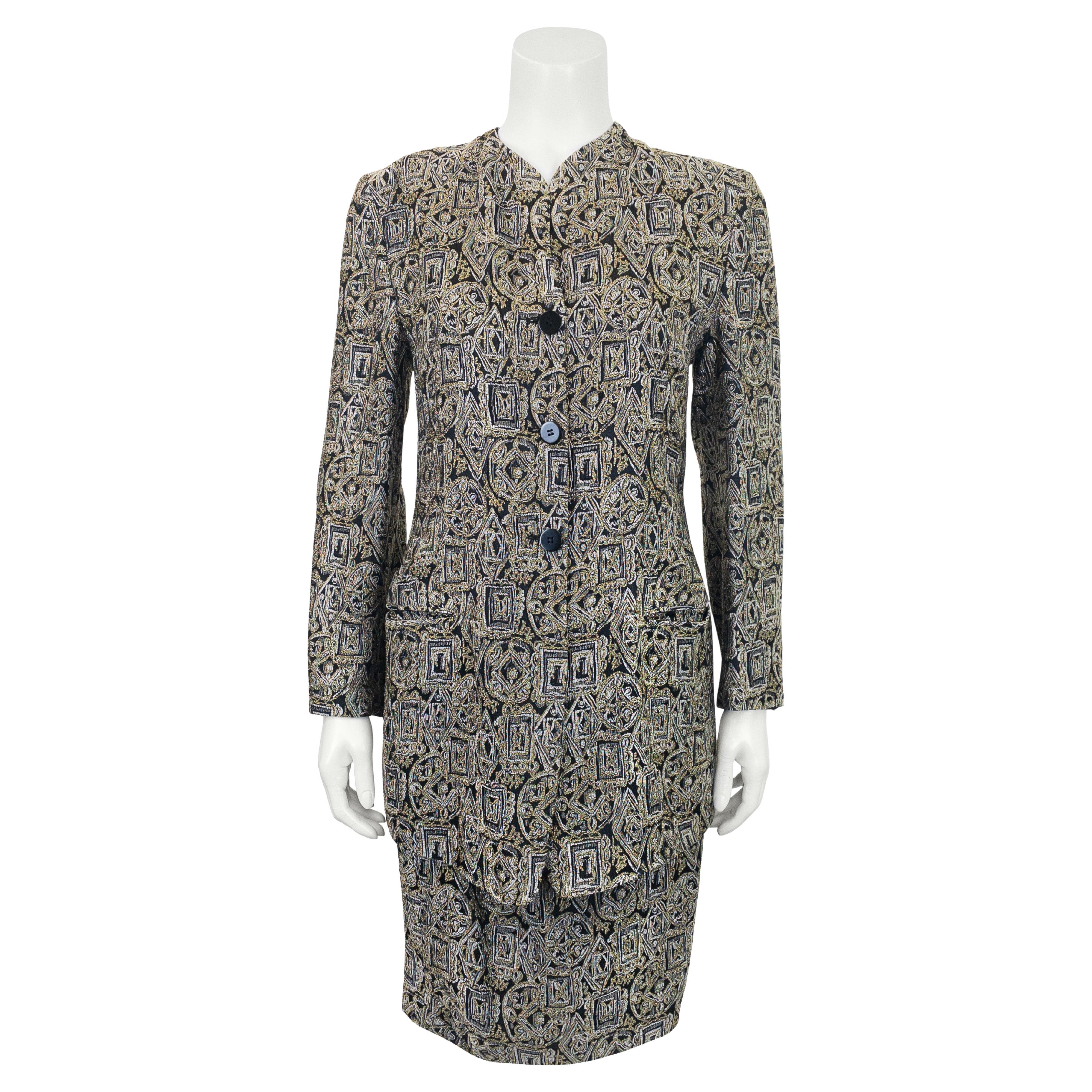 Early 2000's Giorgio Armani Black Label Brocade Skirt Suit For Sale