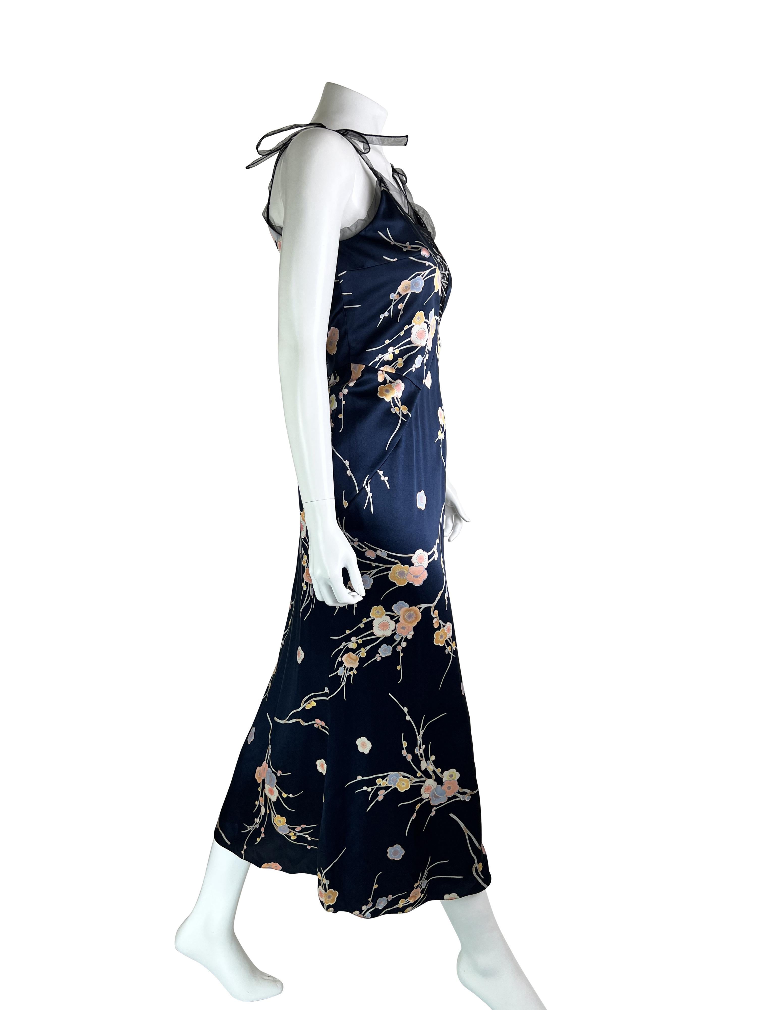 Fall 2004 Giorgio Armani Cherry Blossom Print Silk Dress 1