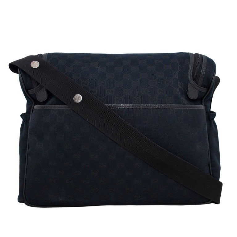 Early 2000s Gucci Black Monogram Canvas Diaper Bag For Sale at 1stDibs