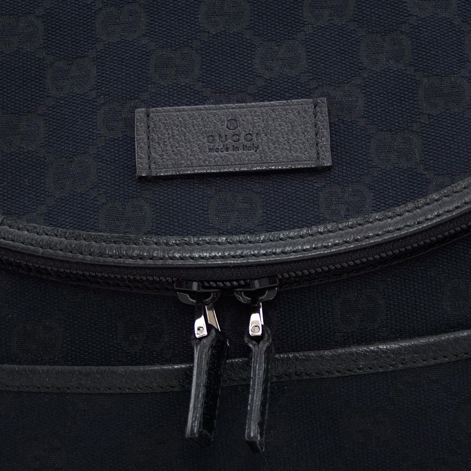 Early 2000s Gucci Black Monogram Canvas Diaper Bag In Good Condition For Sale In Toronto, Ontario