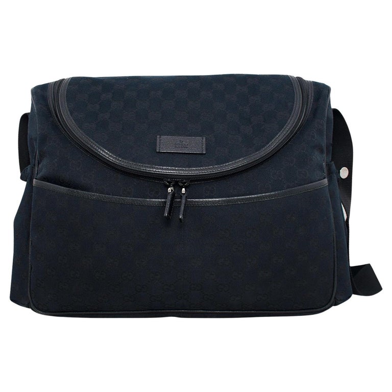 Early 2000s Gucci Black Monogram Canvas Diaper Bag For Sale at 1stDibs