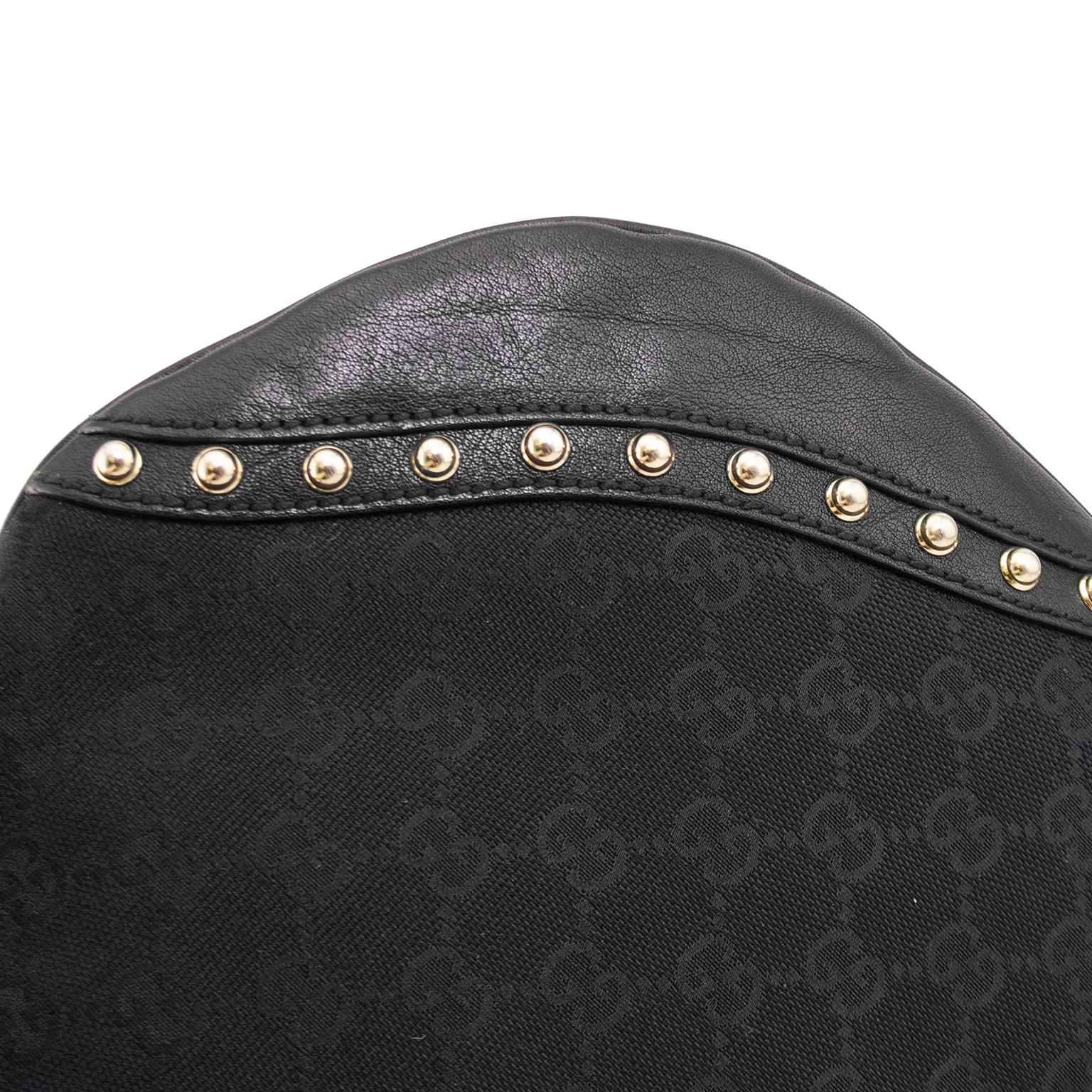 Early 2000s Gucci Black Monogram Messenger Bag  In Good Condition In Toronto, Ontario