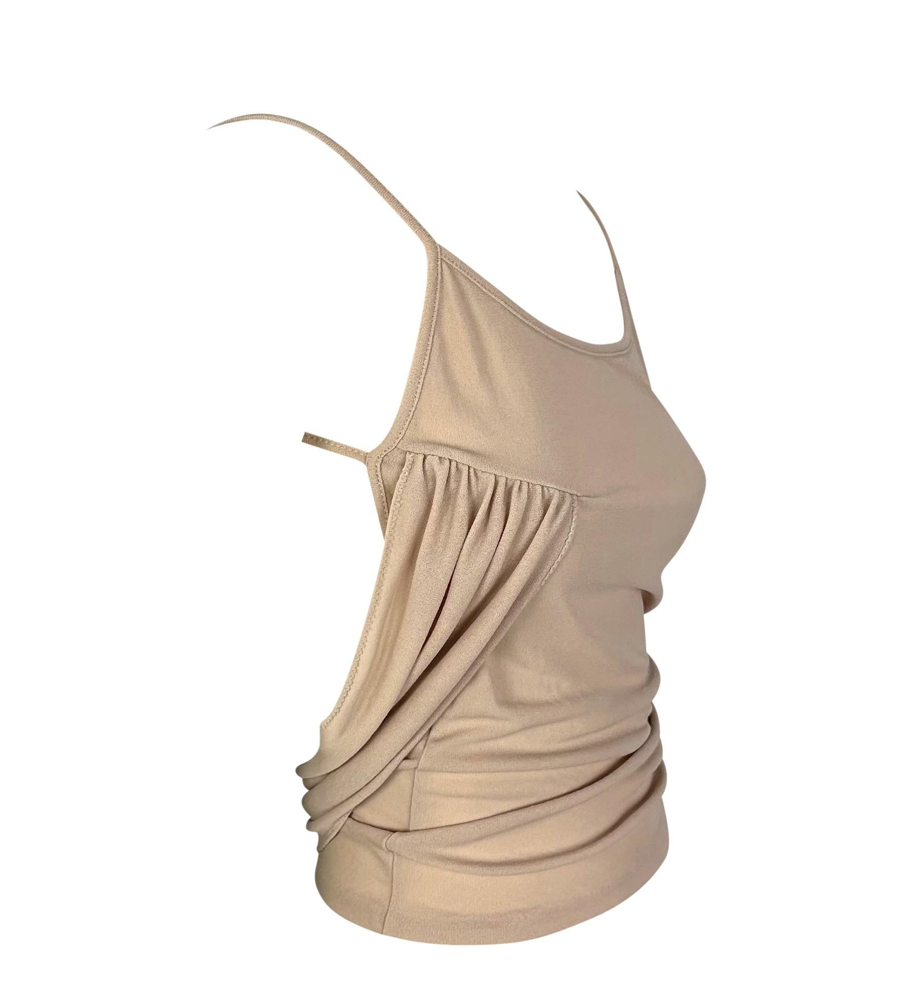 Early 2000s Gucci by Tom Ford Tomcci by Tom Ford Backless Beige Draped Tank Top  Pour femmes en vente