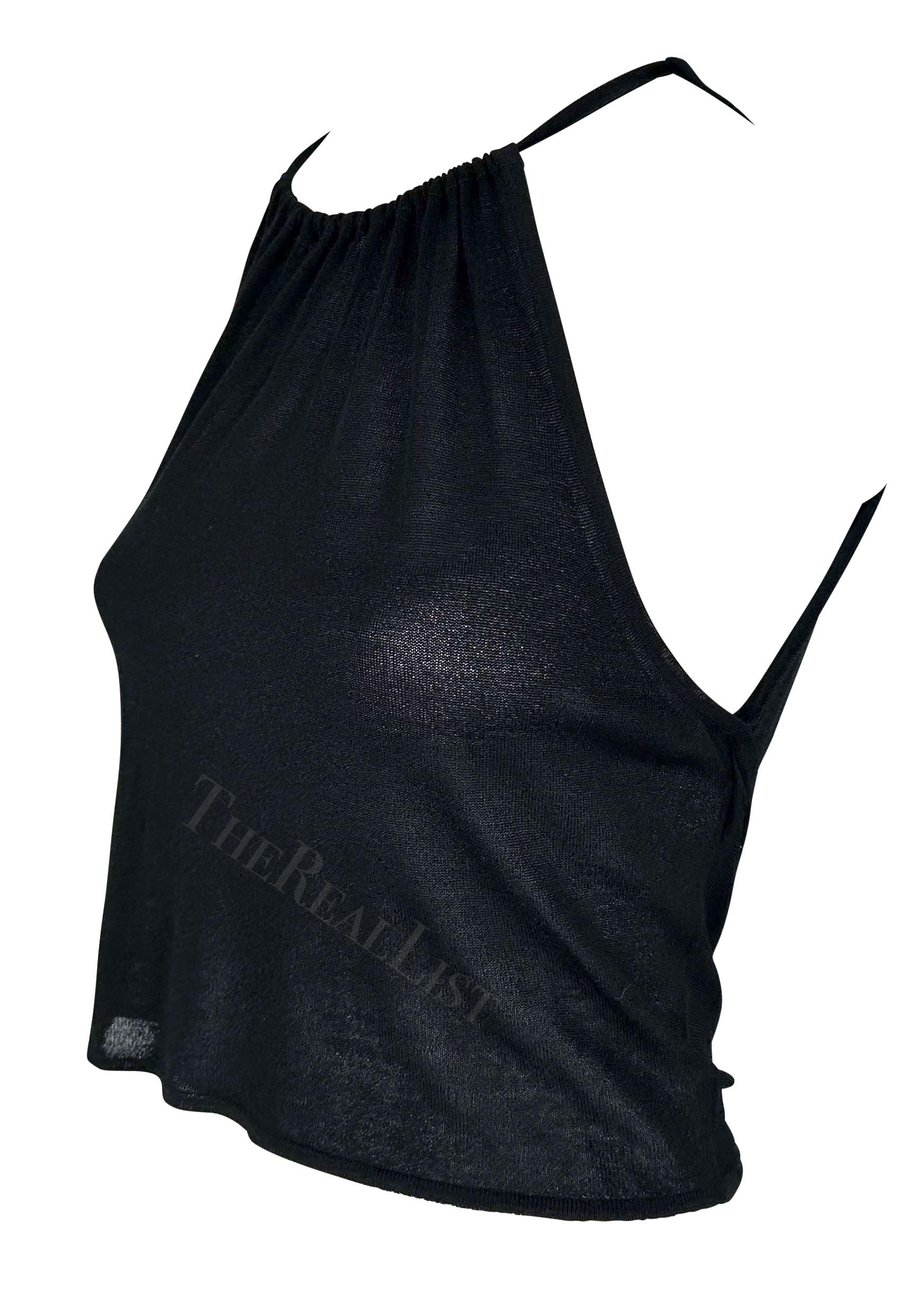 Early 2000s Gucci by Tom Ford Black Backless Wrap Silk Halter Neck Y2K Top 2