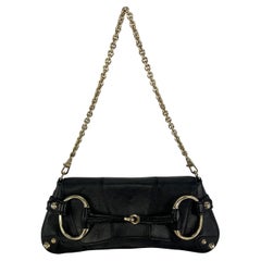 2000s Gucci by Tom Ford Horsebit Convertible Chain Clutch Leather Medium Bag