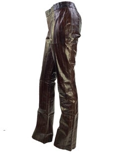 Early 2000s Gucci by Tom Ford Burgundy Eel Skin Leather Pants