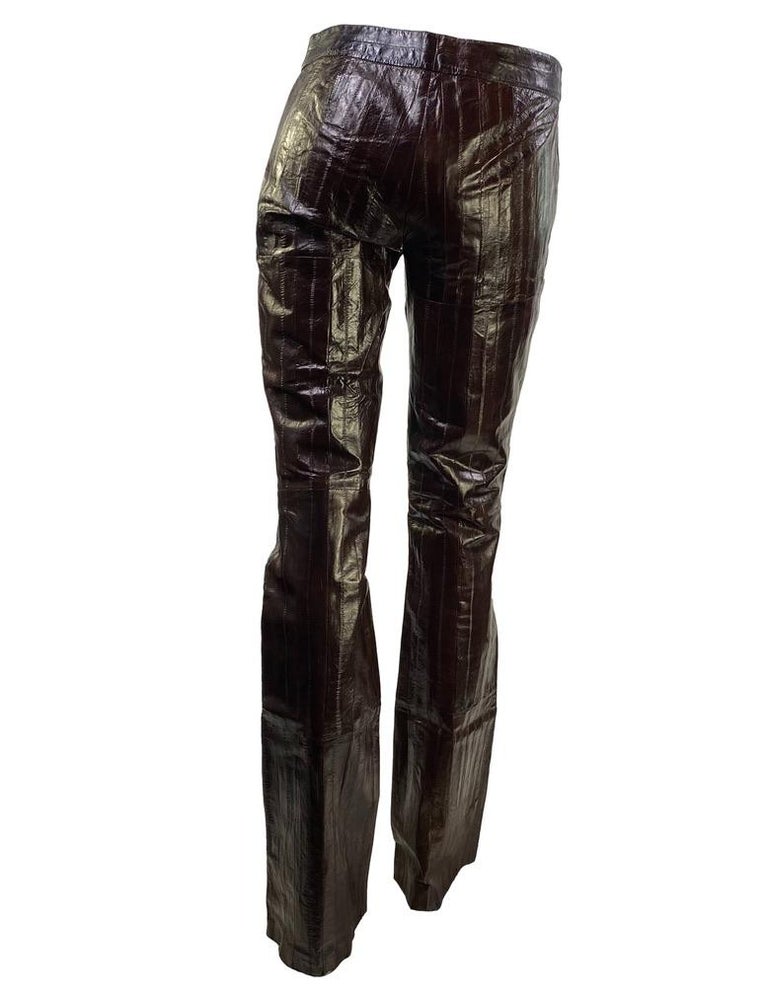 Early 2000s Gucci by Tom Ford Burgundy Eel Skin Leather Pants For Sale ...
