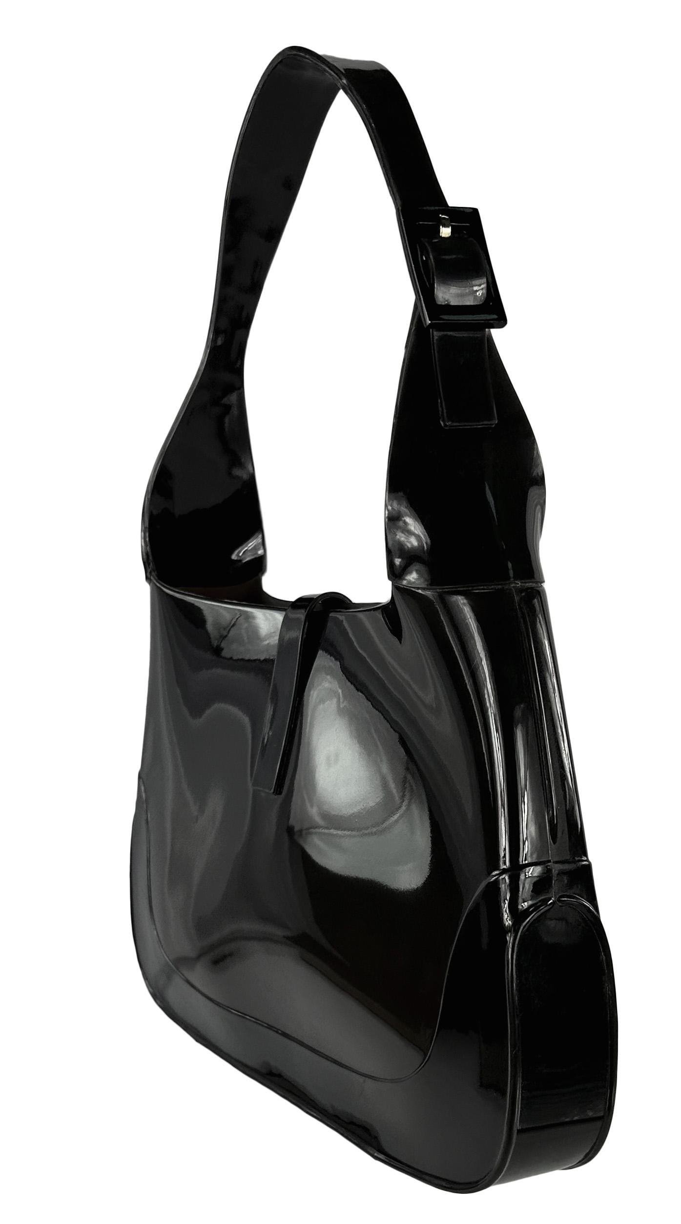 Early 2000s Gucci by Tom Ford Dark Charcoal Rubber Jelly Jackie Shoulder Bag 1