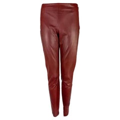 Early 2000s Gucci by Tom Ford Deep Red Fitted Slim Leather Y2K Pants