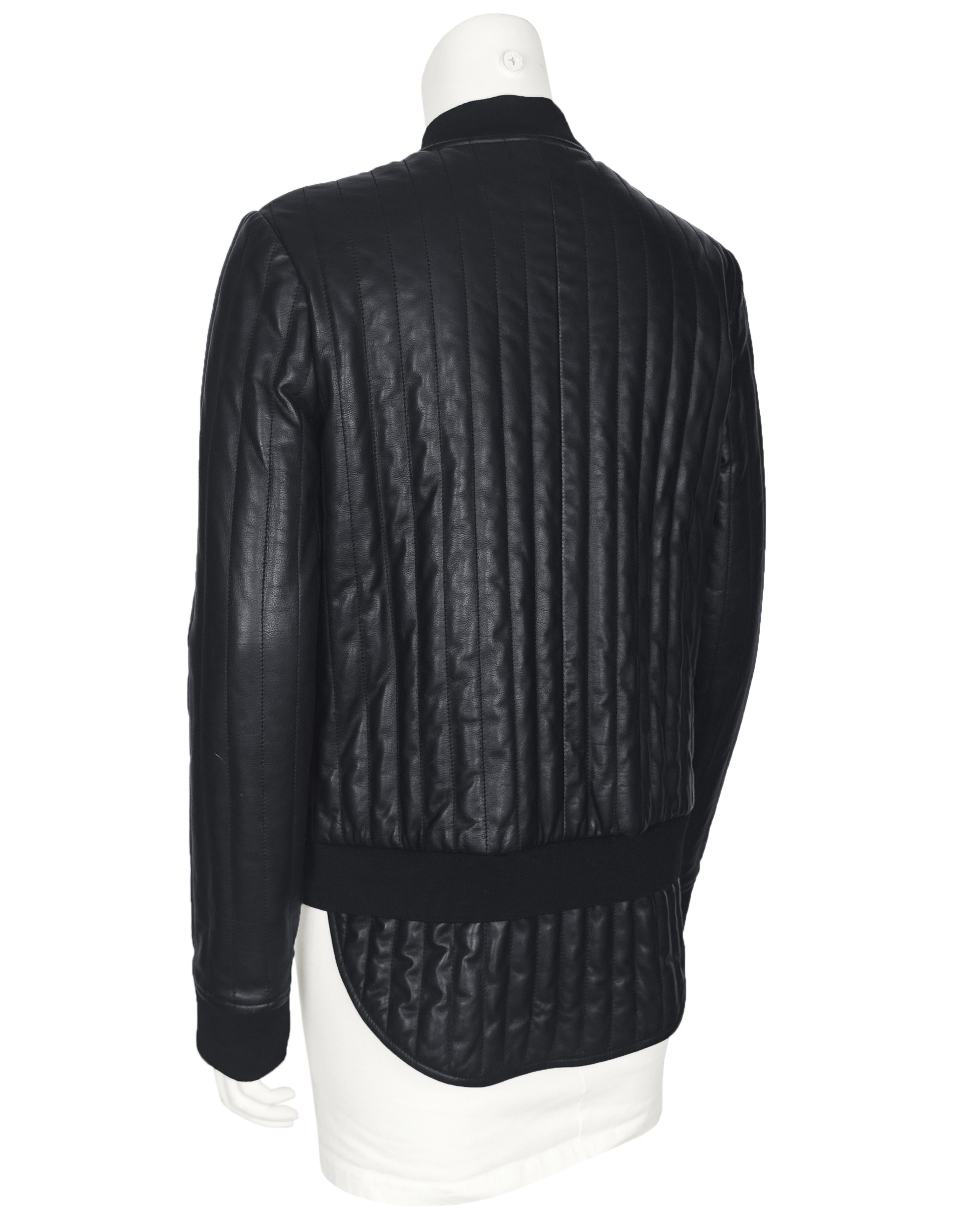 Frühe 2000er Hermes von Martin Margiela Schwarz gepolsterte Lederjacke im Zustand „Gut“ im Angebot in Toronto, Ontario