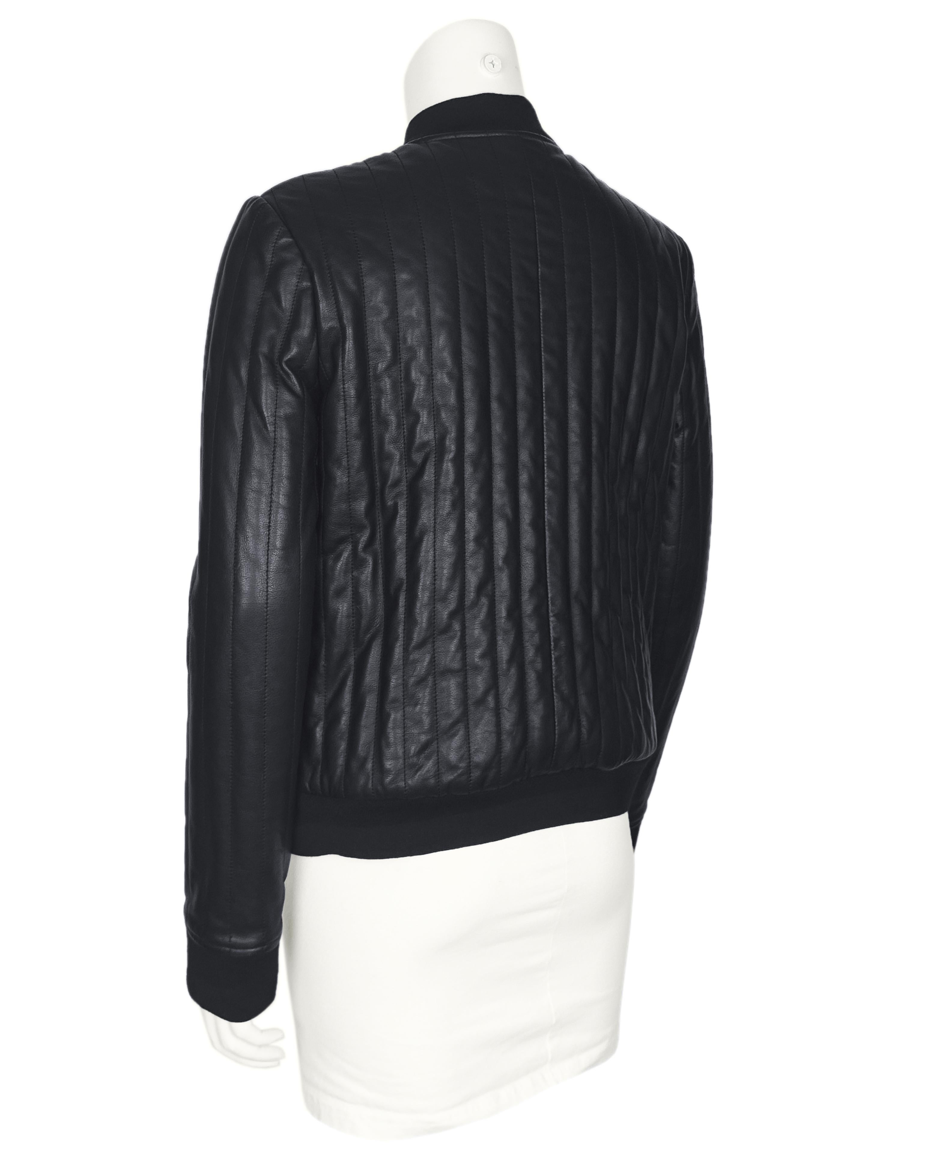 Frühe 2000er Hermes von Martin Margiela Schwarz gepolsterte Lederjacke Damen im Angebot