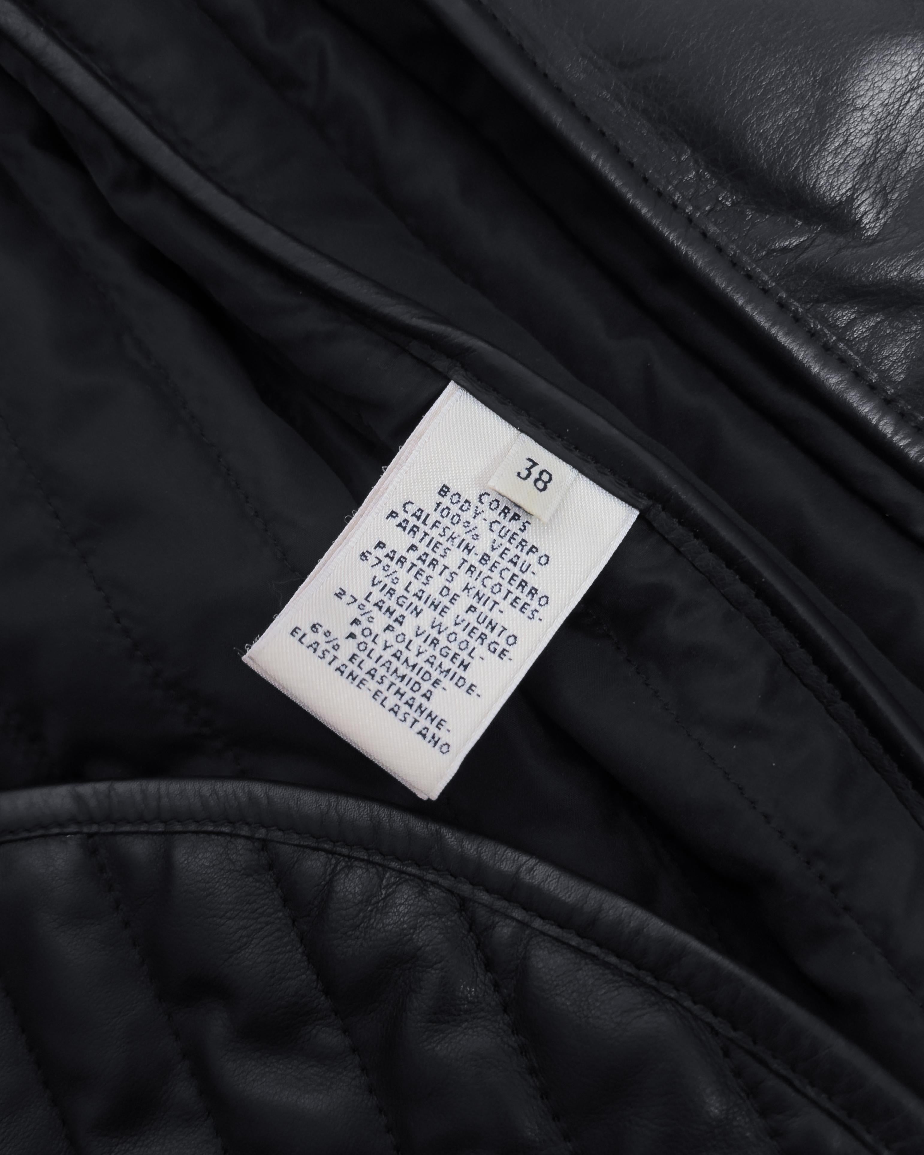 Frühe 2000er Hermes von Martin Margiela Schwarz gepolsterte Lederjacke im Angebot 5