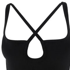 Early 2000s Hervé Léger Black Keyhole Crossover Bodycon Tank Top