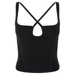 Early 2000s Hervé Léger Black Keyhole Crossover Bodycon Tank Top