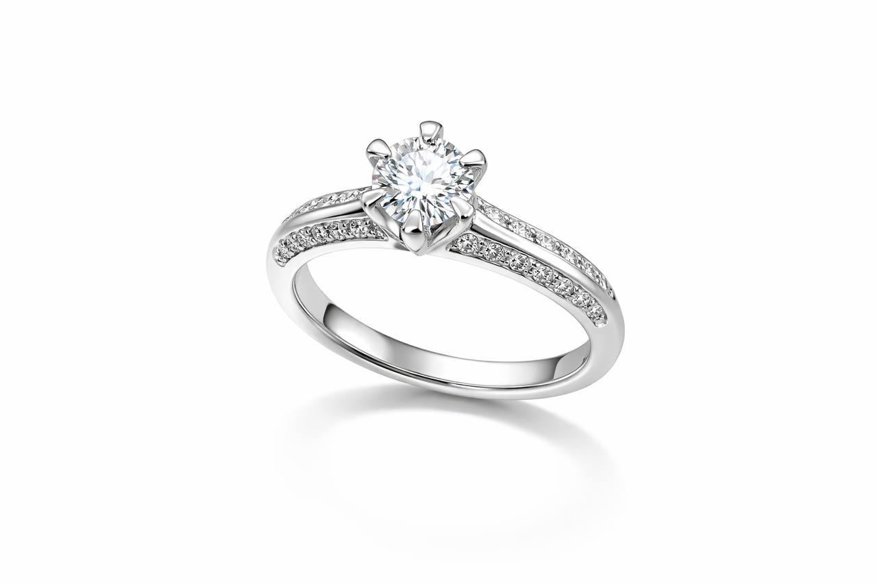 Early 2000s Italian Diamond Engagement Ring in White Gold, 0.25 ct ...