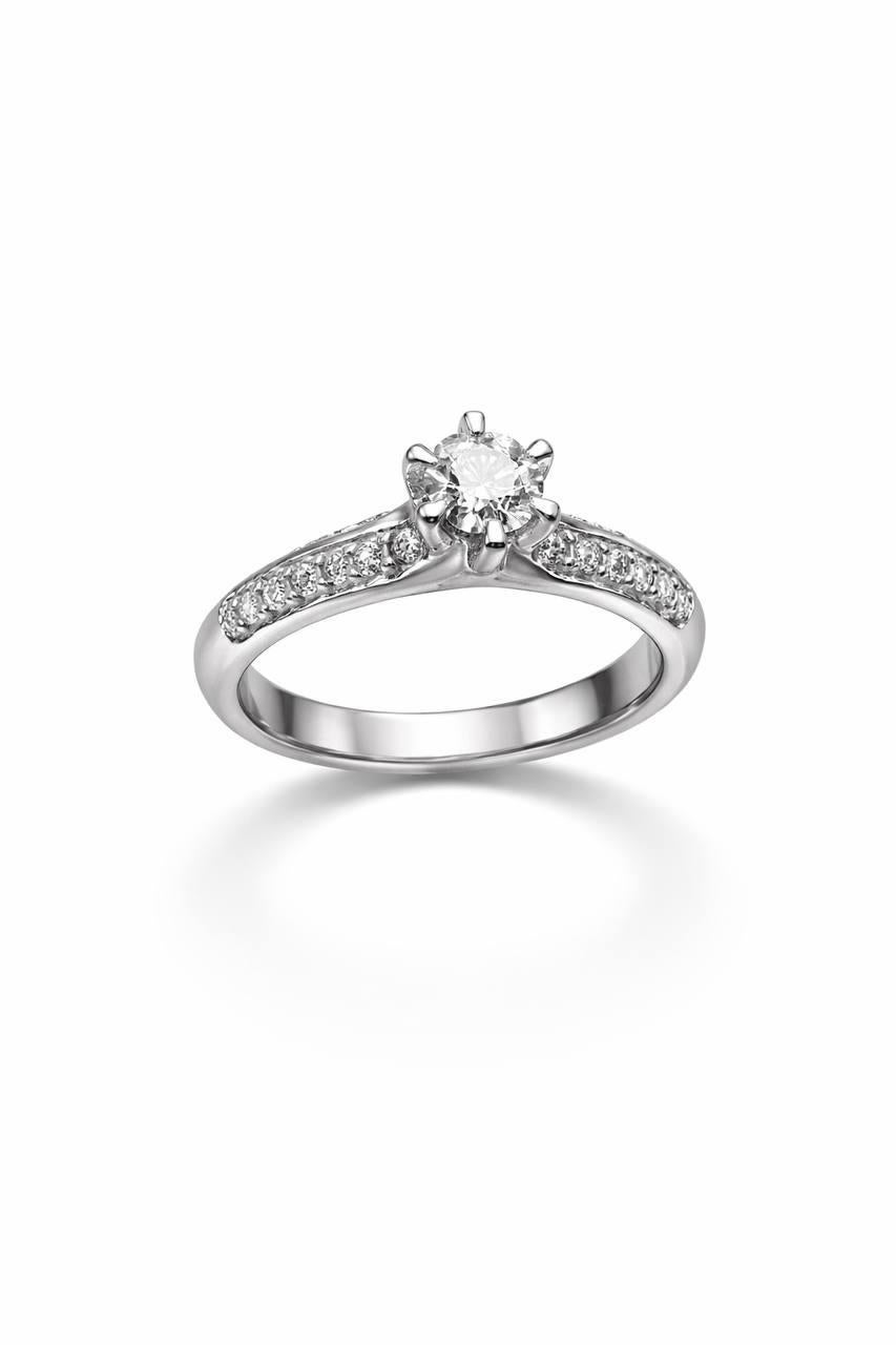 Early 2000s Italian Diamond Engagement Ring in White Gold, 0.25 ct ...