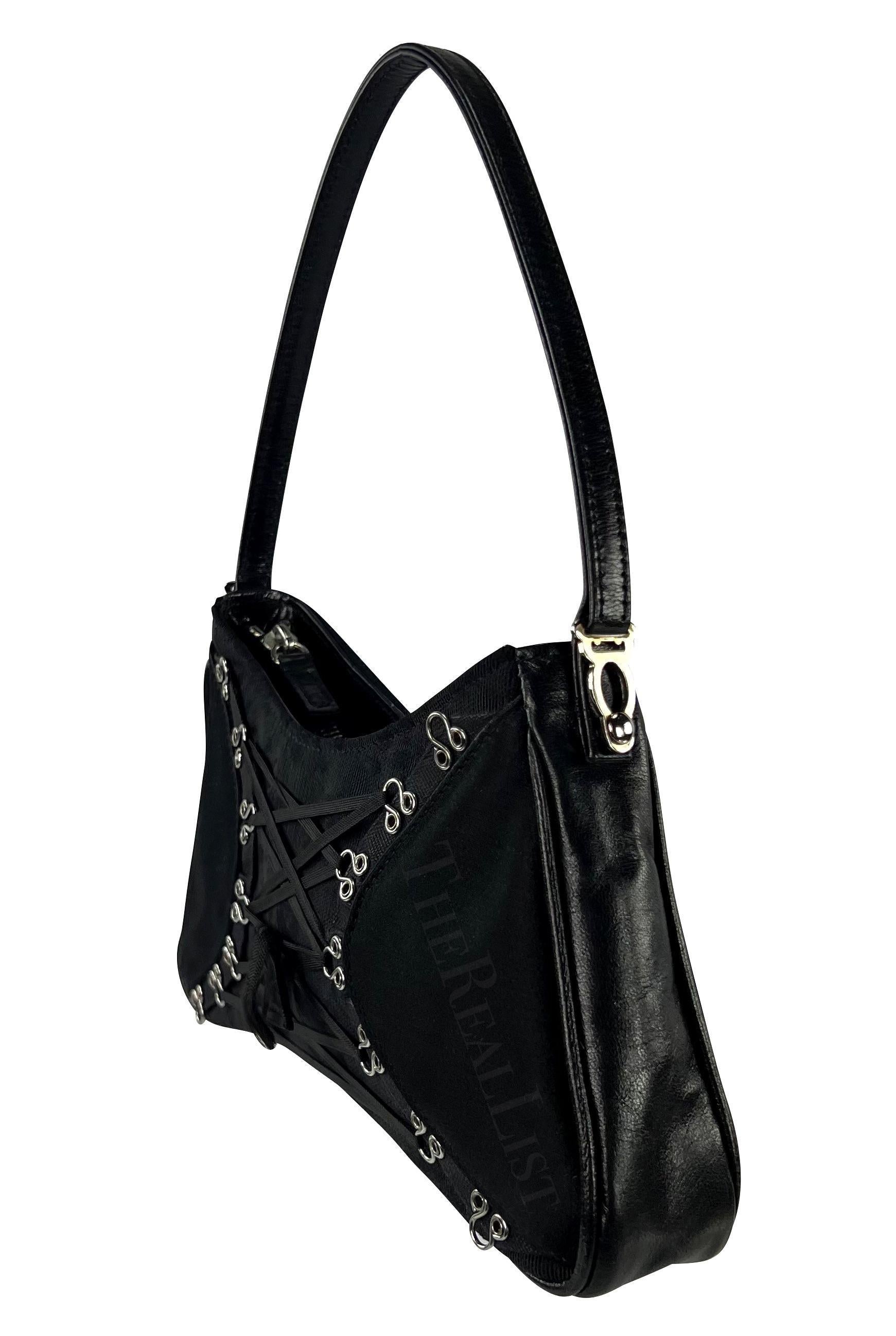 Nero Mini borsa stile corsetto in raso nero di John Galliano dei primi anni 2000 in vendita