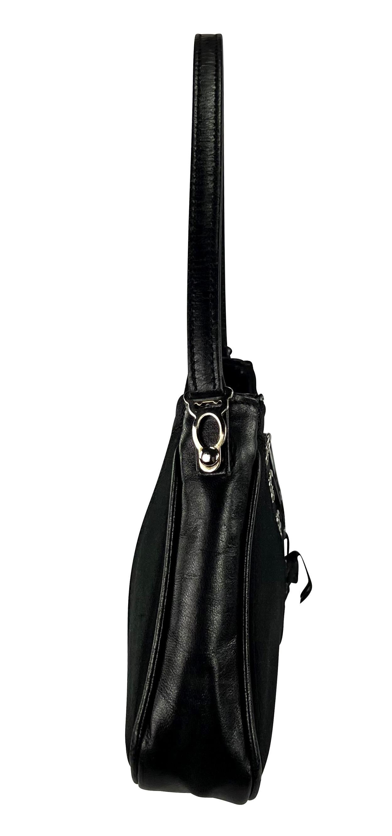 Women's Early 2000s John Galliano Black Satin Leather Corset Style Mini Bag For Sale