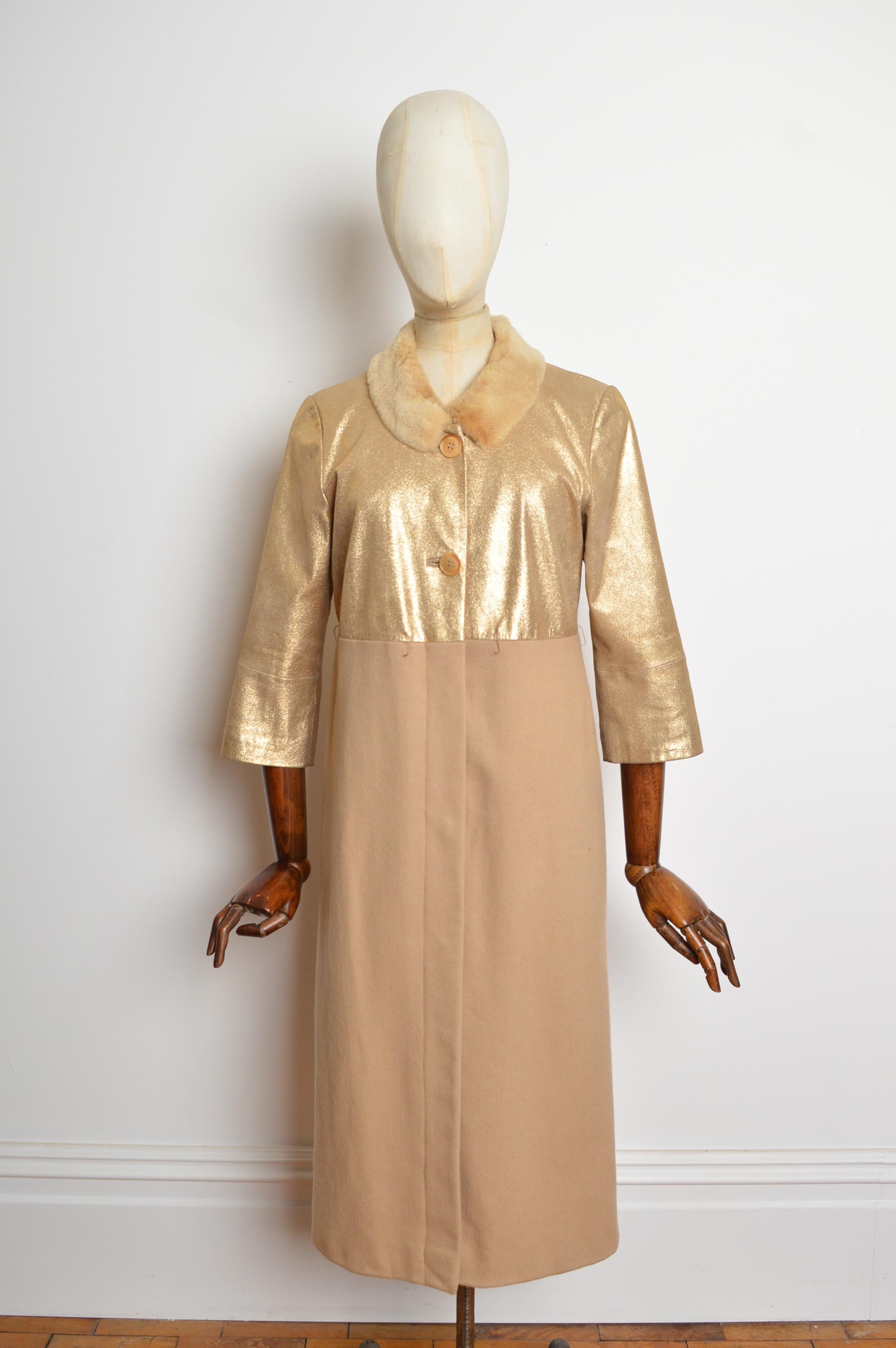 Marrone John Galliano, colletto in visone, pelle e lana d'oro, cappotto principesco dei primi anni 2000. in vendita