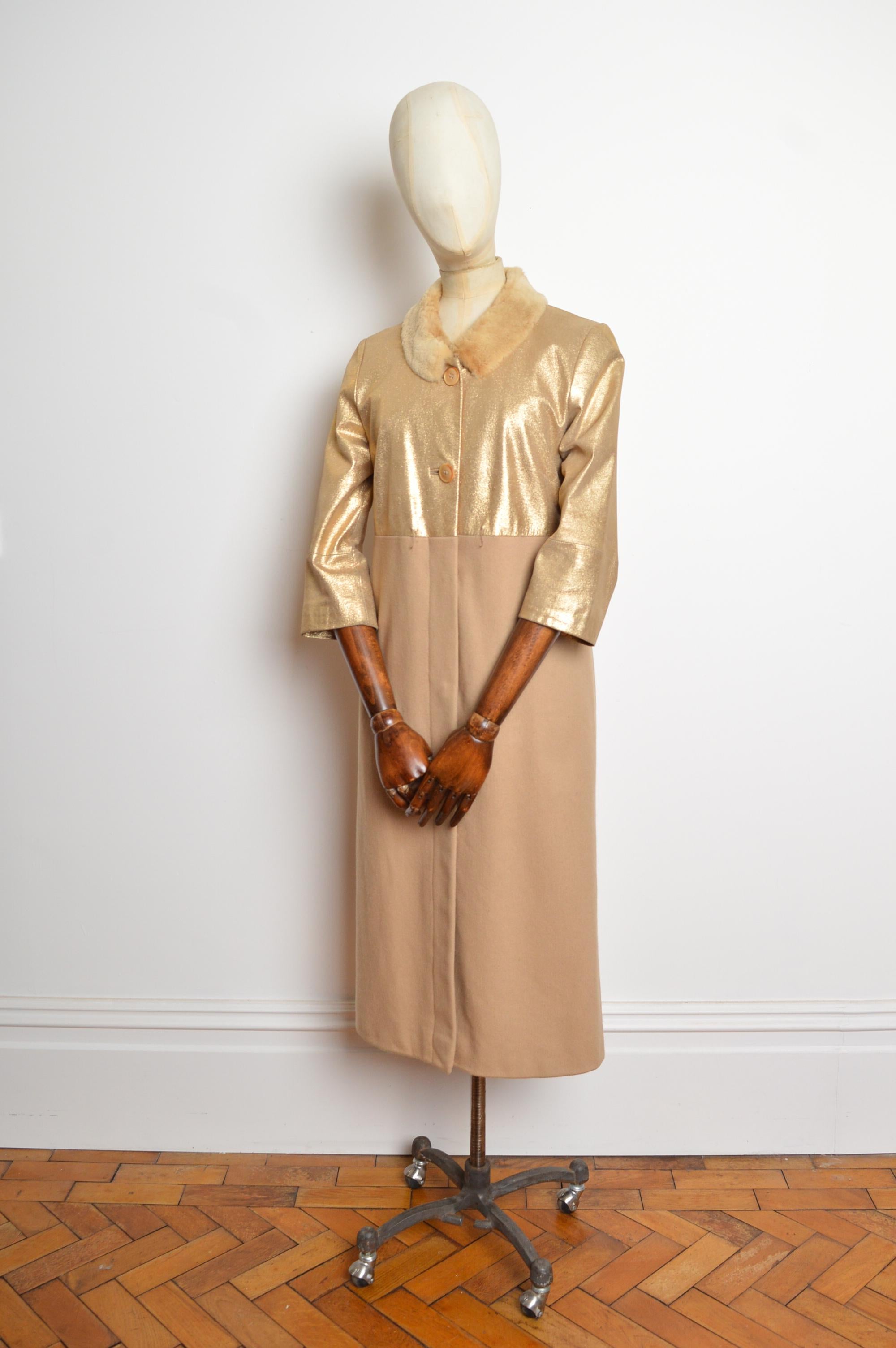 John Galliano, colletto in visone, pelle e lana d'oro, cappotto principesco dei primi anni 2000. in vendita 2