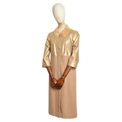 Early 2000s John Galliano Mink collar Gold Leather & Wool Princess Coat - Jacket
