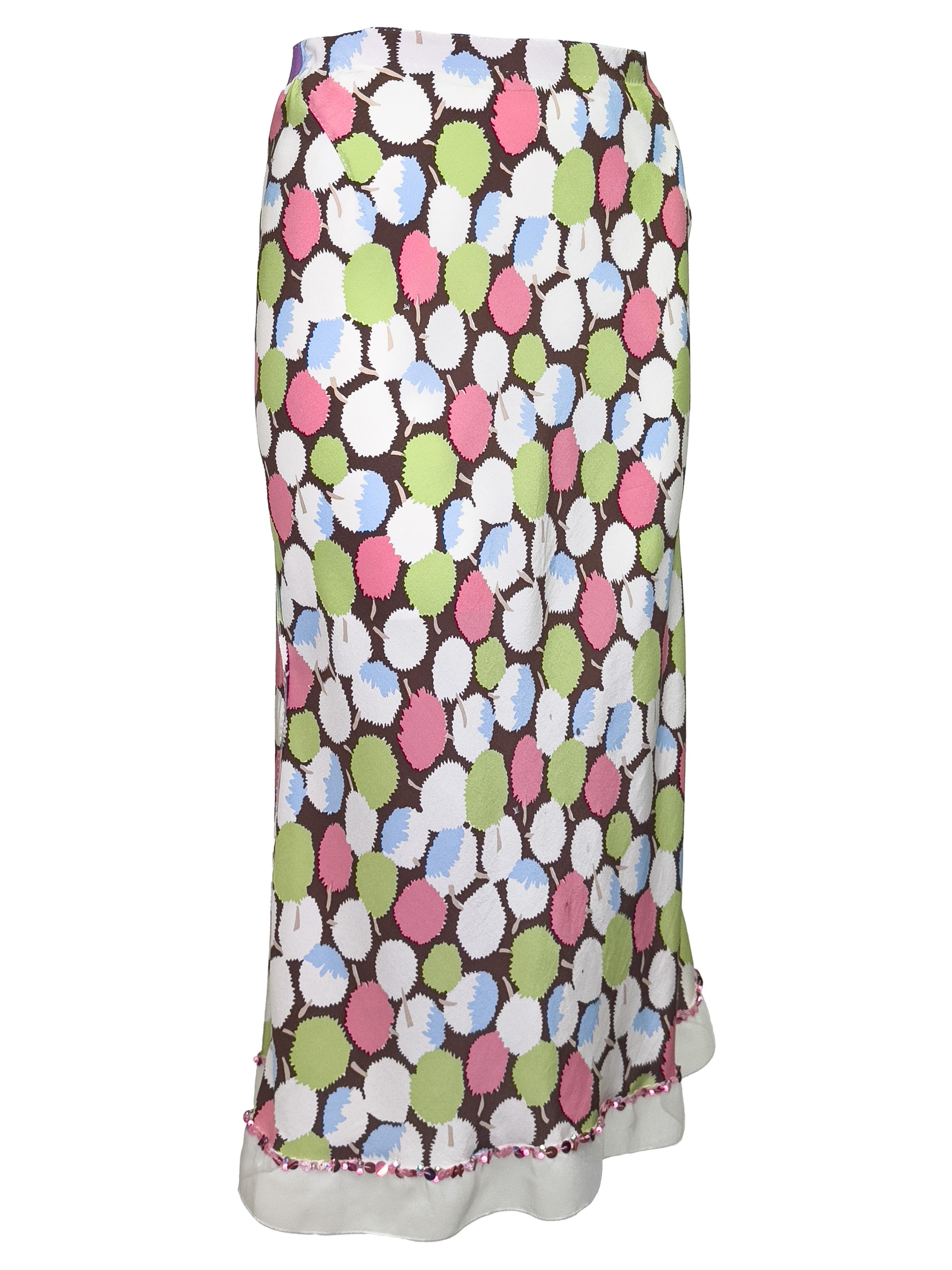 Falda midi de seda estampada Louis Vuitton by Marc Jacobs de principios de los 2000 Beige en venta