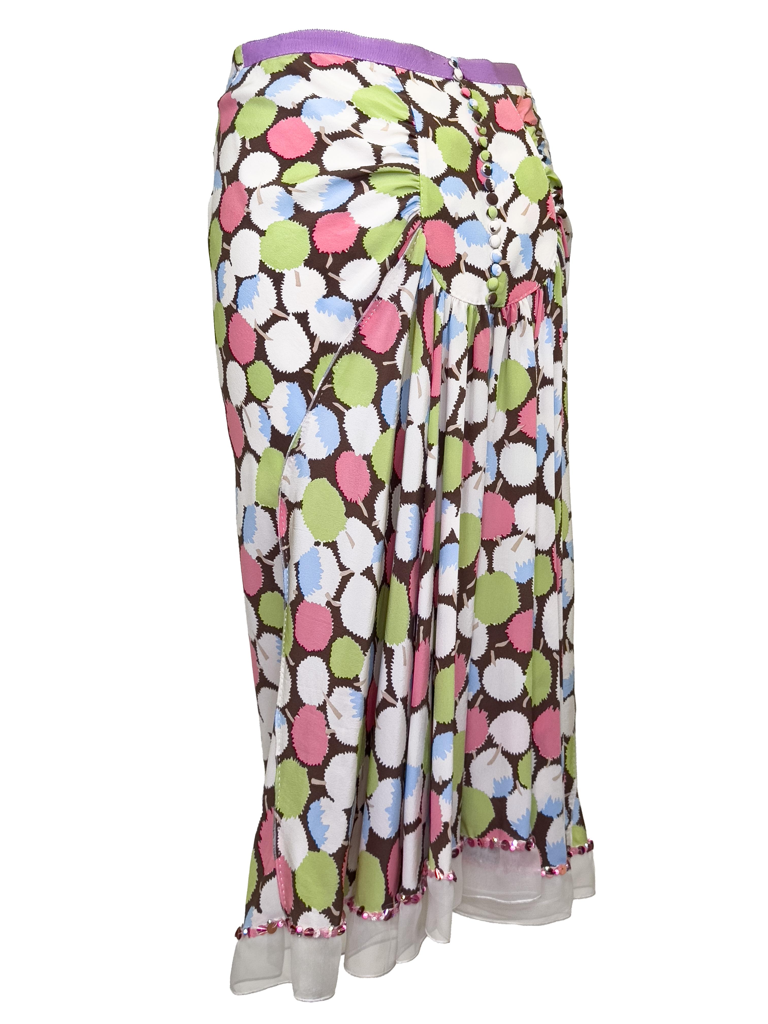 De las mujeres Falda midi de seda estampada Louis Vuitton by Marc Jacobs de principios de los 2000 en venta