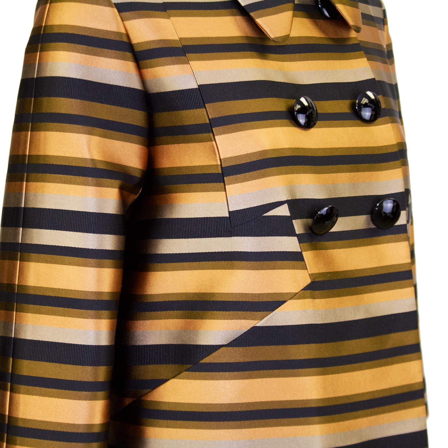 Early 2000s Louis Vuitton Silk Stripe Double Breasted Coat  In Good Condition For Sale In Toronto, Ontario