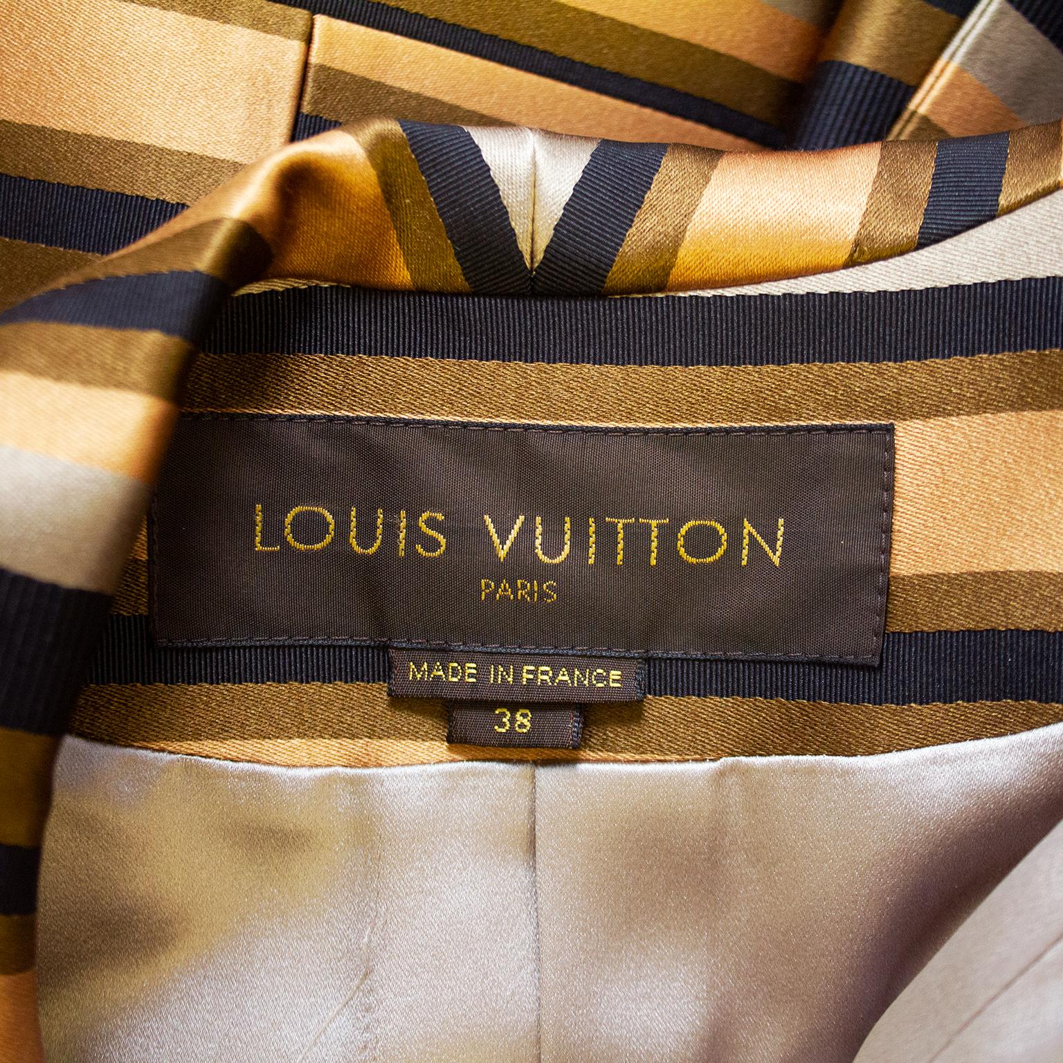 Women's Early 2000s Louis Vuitton Silk Stripe Double Breasted Coat  For Sale